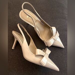 Zara slingback heels with bow 8 beige